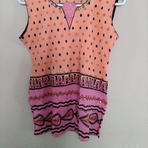 Beige and Pink top. Free size - Picture 1 of 3